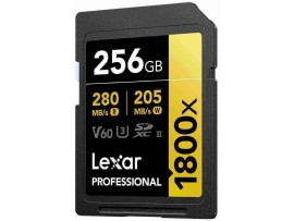 LEXAR SDcard 256GB 1800x SDXC UHS-II Card GOLD Series W 205 MB/s R 280 MB/s LSD1800256G-BNNNG 